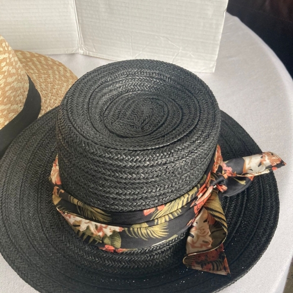 Time And Tru  Panama Hat Brim Wide Pleated Hatband & Clip - Set Of 3 - One Size - Picture 10 of 10